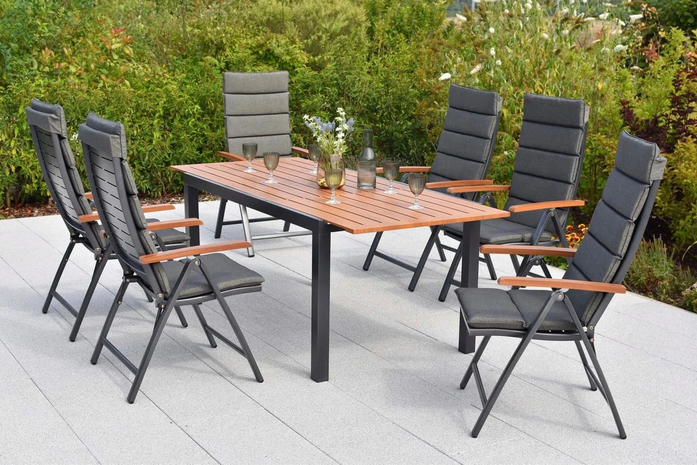 MERXX Garten-Essgruppe Tinos 13-tlg. Grau Aluminium