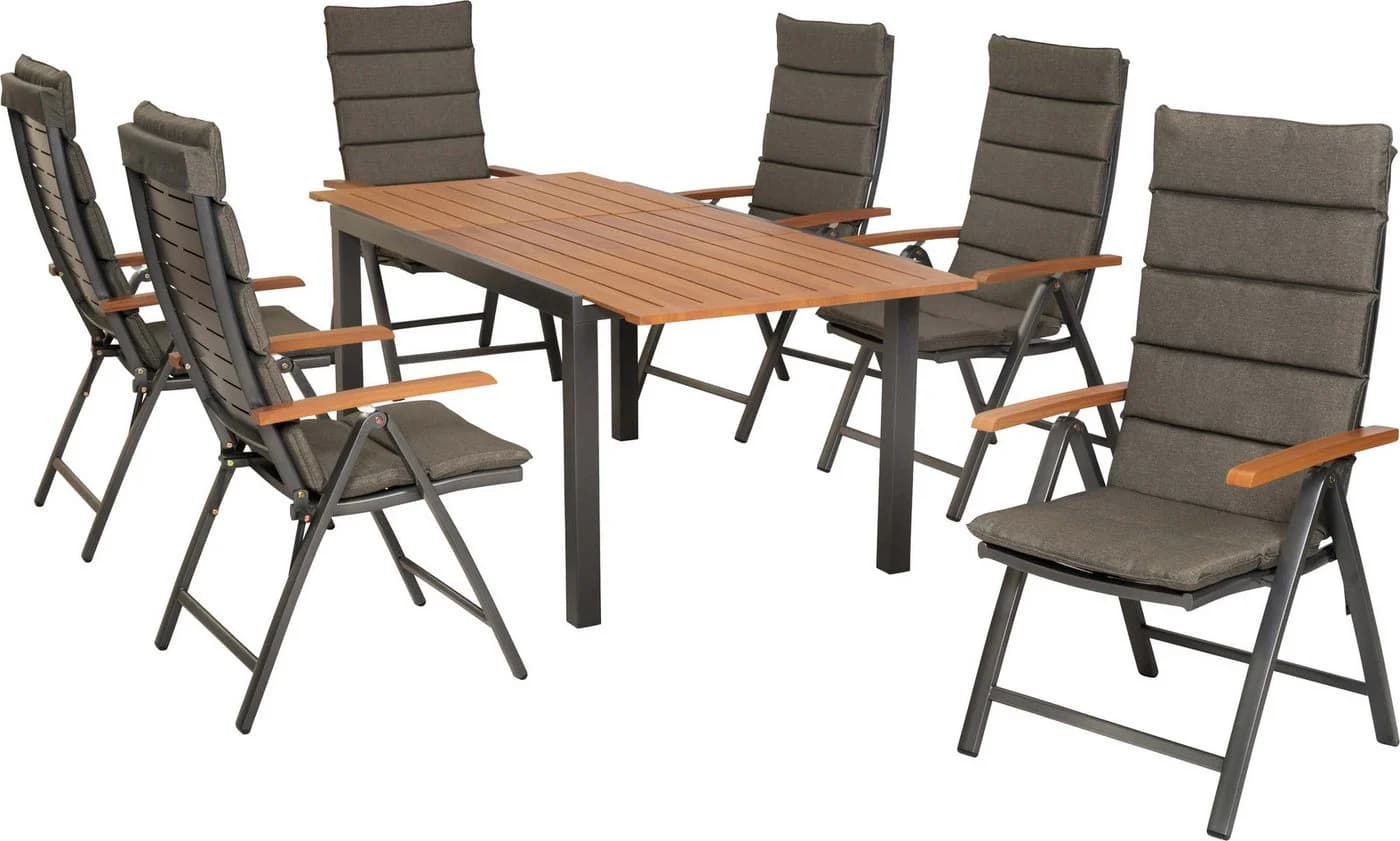 MERXX Garten-Essgruppe Tinos 13-tlg. Grau Aluminium - Bild 2