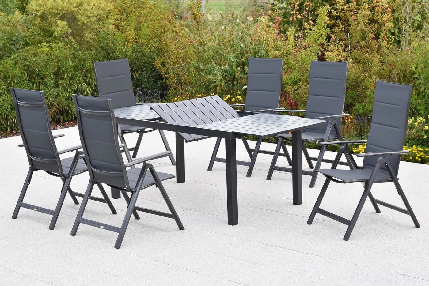 MERXX Garten-Essgruppe Taviano 7-tlg. Klappsessel Ausziehtisch