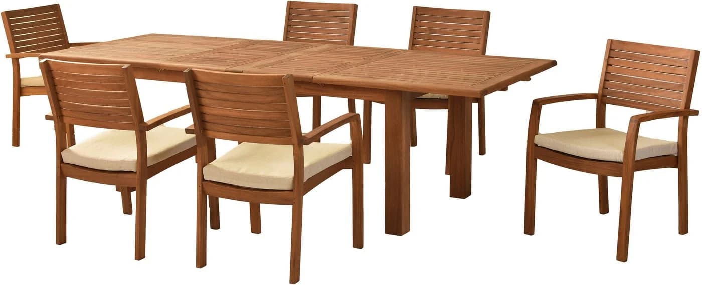 MERXX Garten-Essgruppe Batavia 7-tlg. Akazie beige ausziehbar - Bild 2