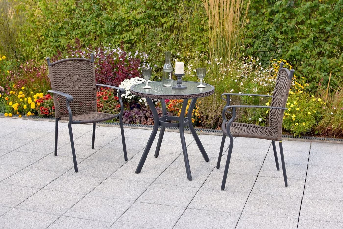 Garten-Essgruppe MERXX Roma Braun Aluminium Kunststoffgeflecht