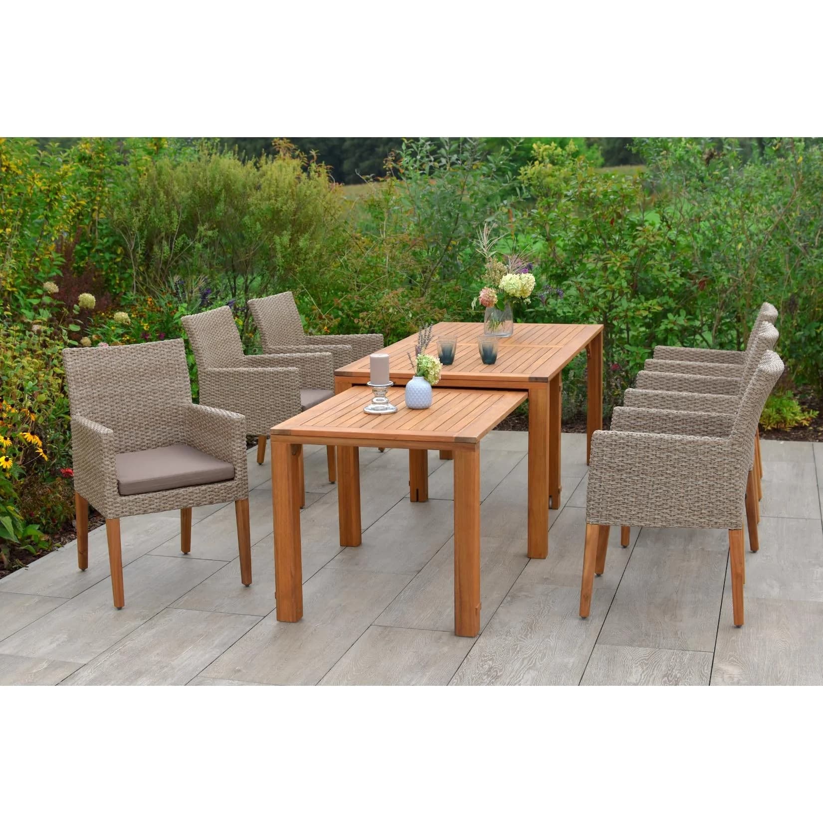Merxx Ranzano Gartenmöbelset 7tlg. mit Flex-Ausziehtisch Akazienholz