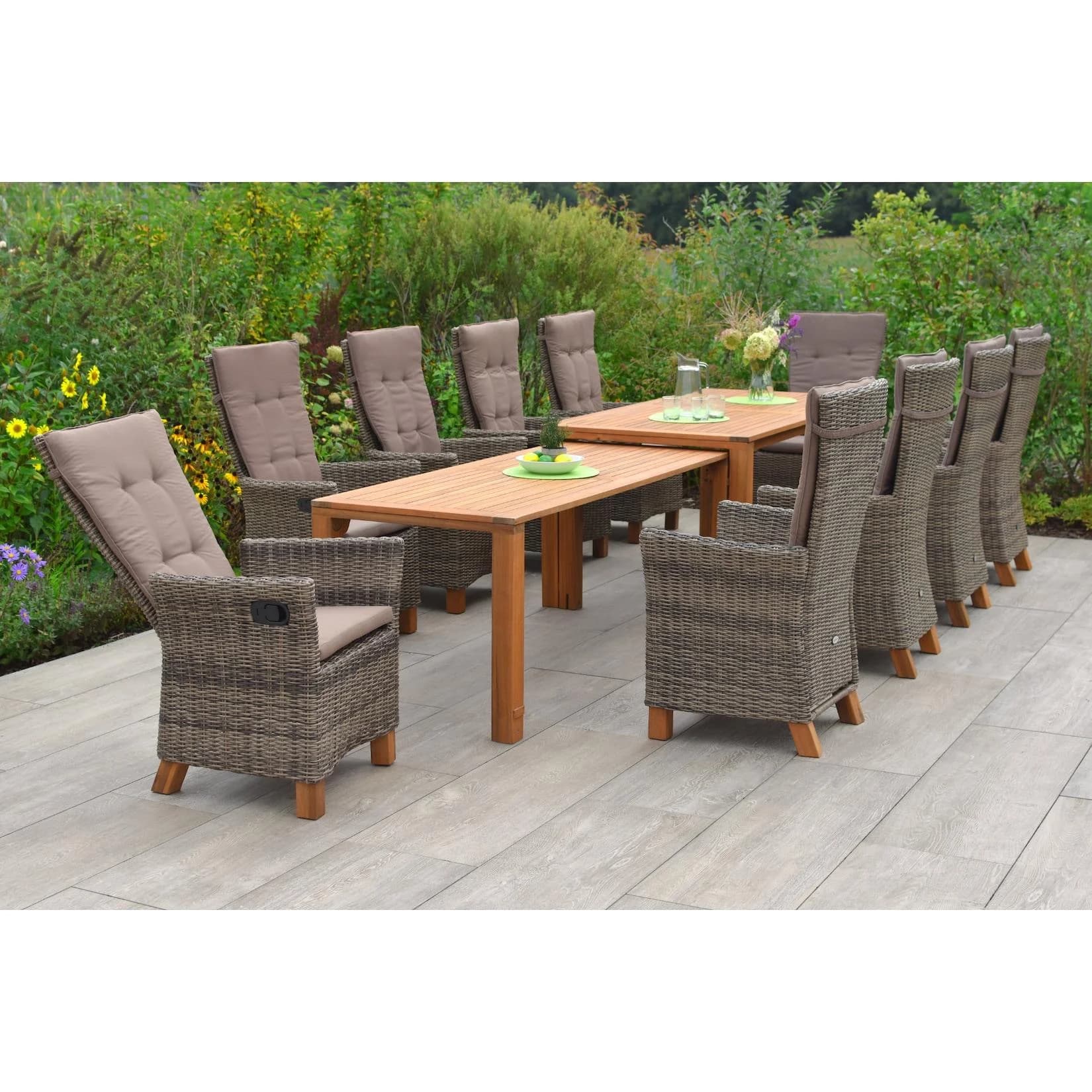 Merxx Toskana 11tlg. Gartenmöbelset mit Ausziehtisch