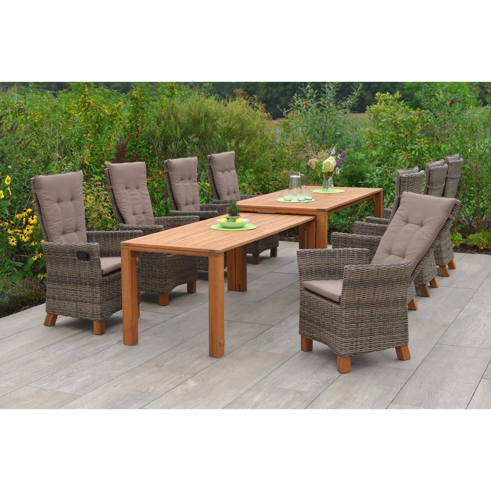 Merxx Toskana 9tlg. Gartenmöbelset Flex-Ausziehtisch