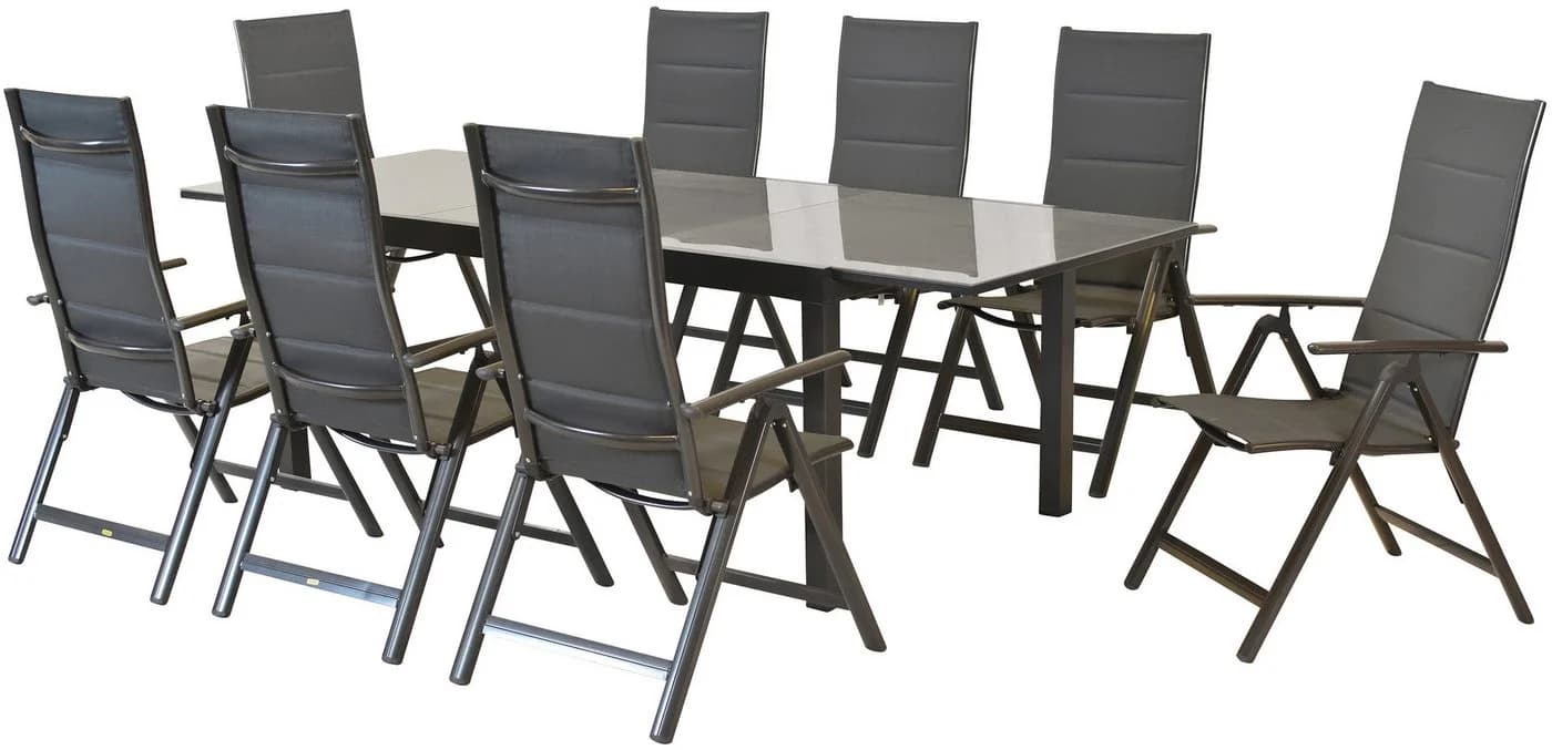 MERXX Garten-Essgruppe Taviano 9-tlg. 8 Klappsessel Ausziehtisch - Bild 2