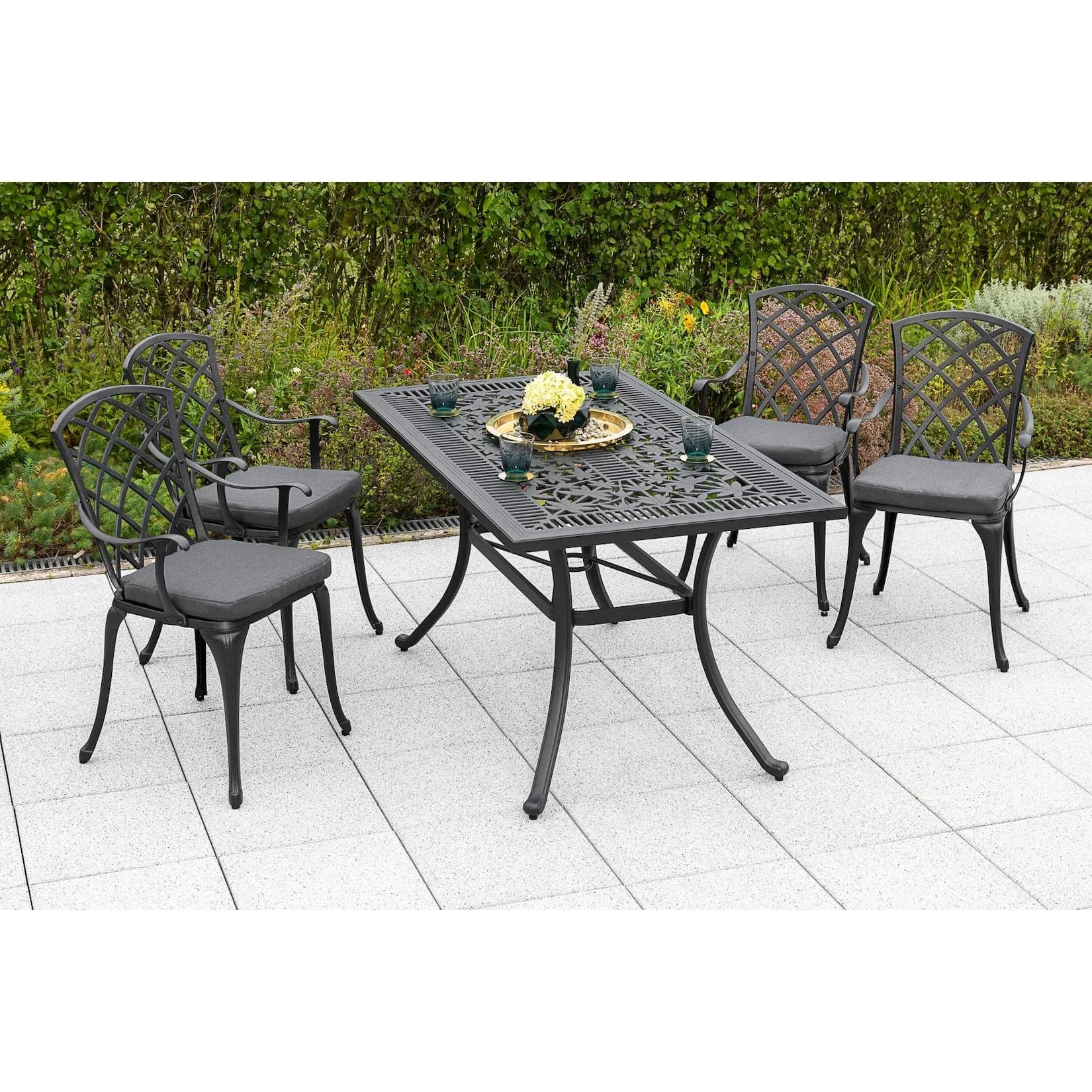 Merxx Garten-Essgruppe Rhodos 9-tlg. Grau Aluminium