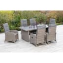 MERXX Garten-Essgruppe Atrani 7-tlg. Beige Aluminium mit Kissen Bild 1
