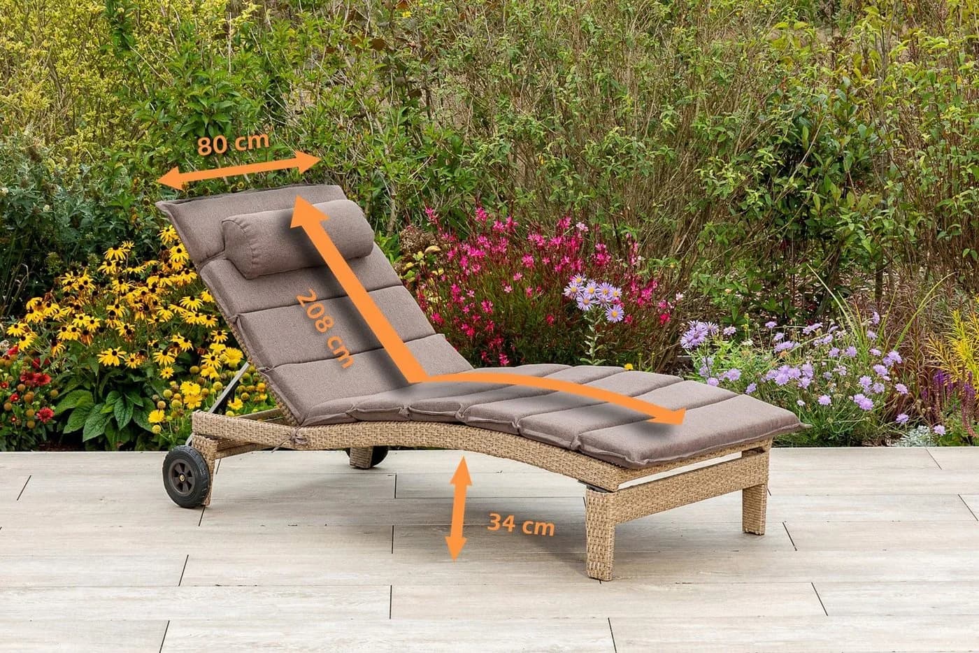 Gartenliege MERXX Andalusia beige Aluminium verstellbar - Bild 3