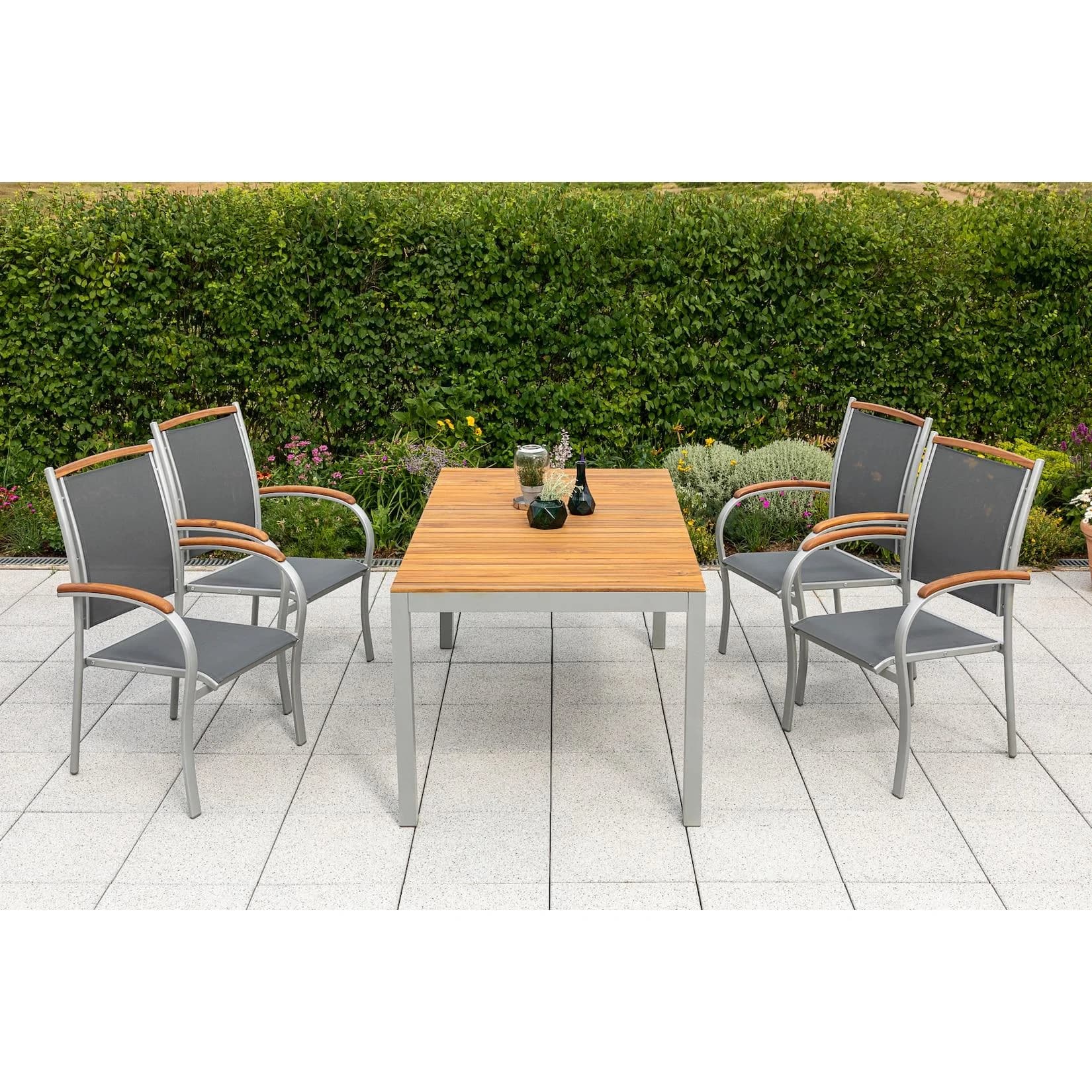 Merxx Siena Garten-Essgruppe 5-tlg. Braun/Grau Aluminium Akazie