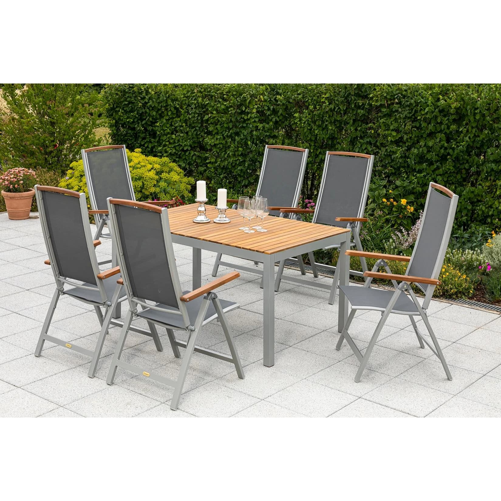 Merxx Siena 7-tlg. Gartenmöbel-Set Aluminium Schwarz