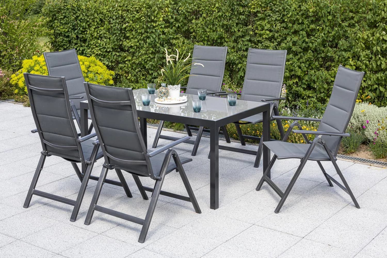 MERXX Taviano Garten-Essgruppe 7-tlg. Anthrazit Aluminium Polyester - Bild 2