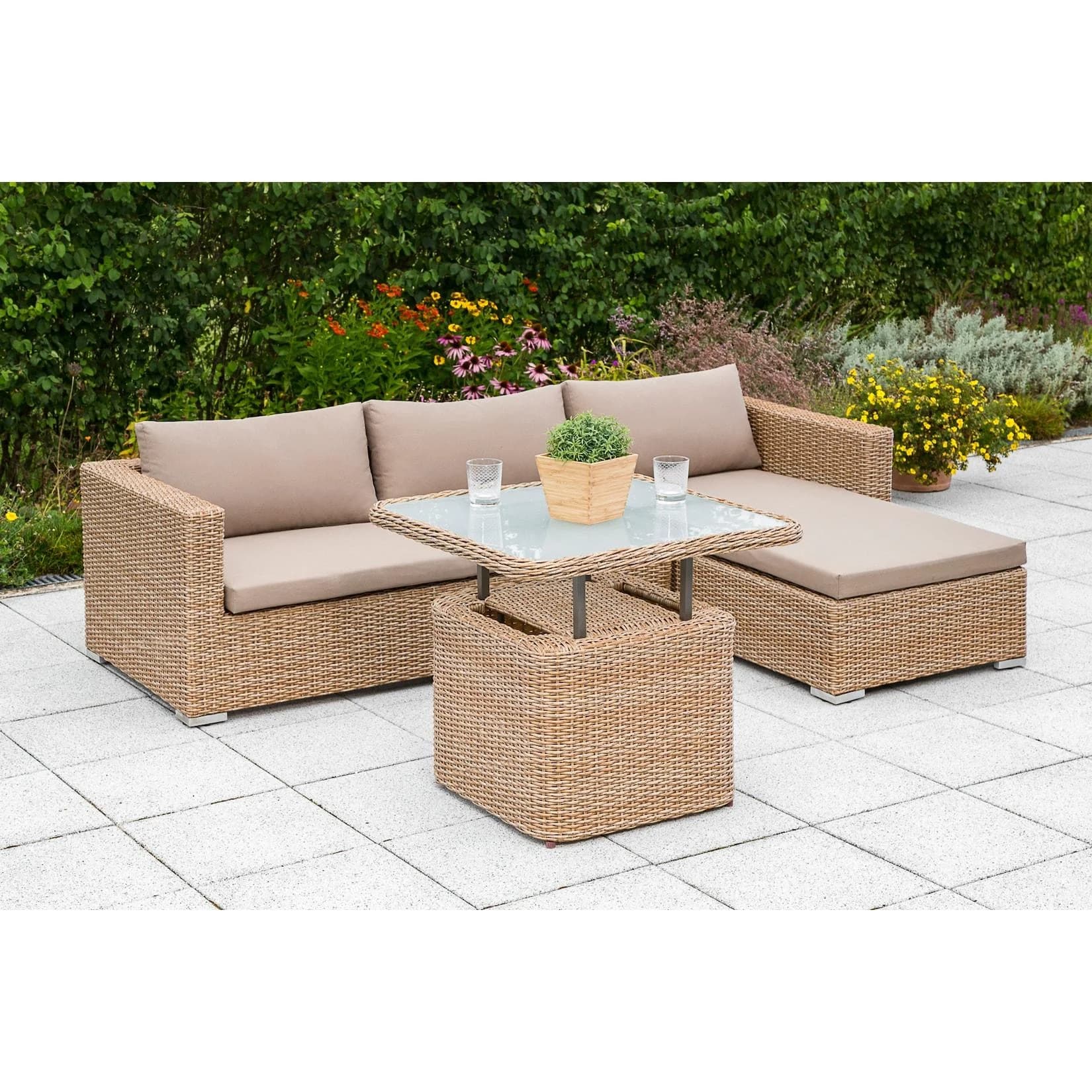 MERXX Veneto Gartenlounge-Set Beige höhenverstellbar