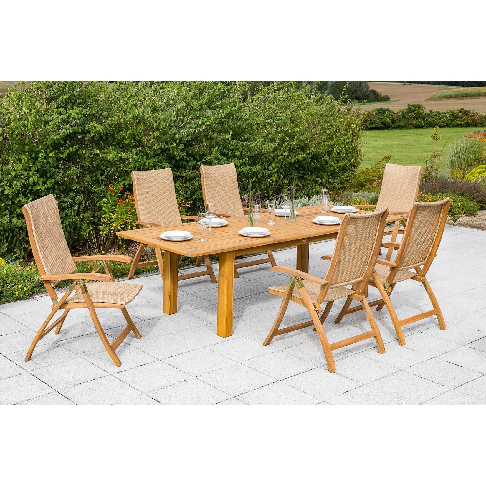 MERXX Capri Garten-Essgruppe 7-tlg. mit ausziehbarem Tisch