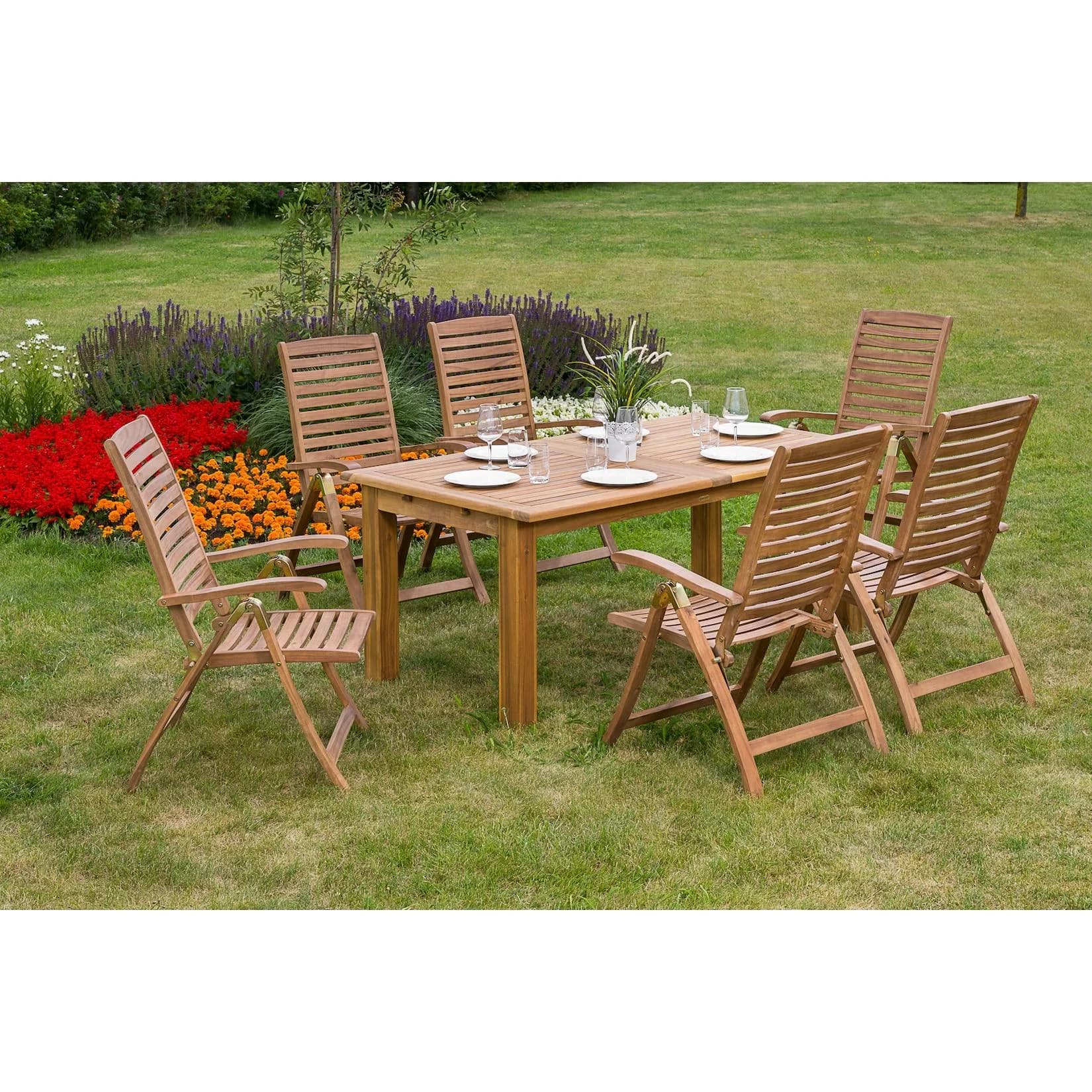 Merxx Gartenmöbelset Parabaiba 7-tlg. mit Doppelausziehtisch
