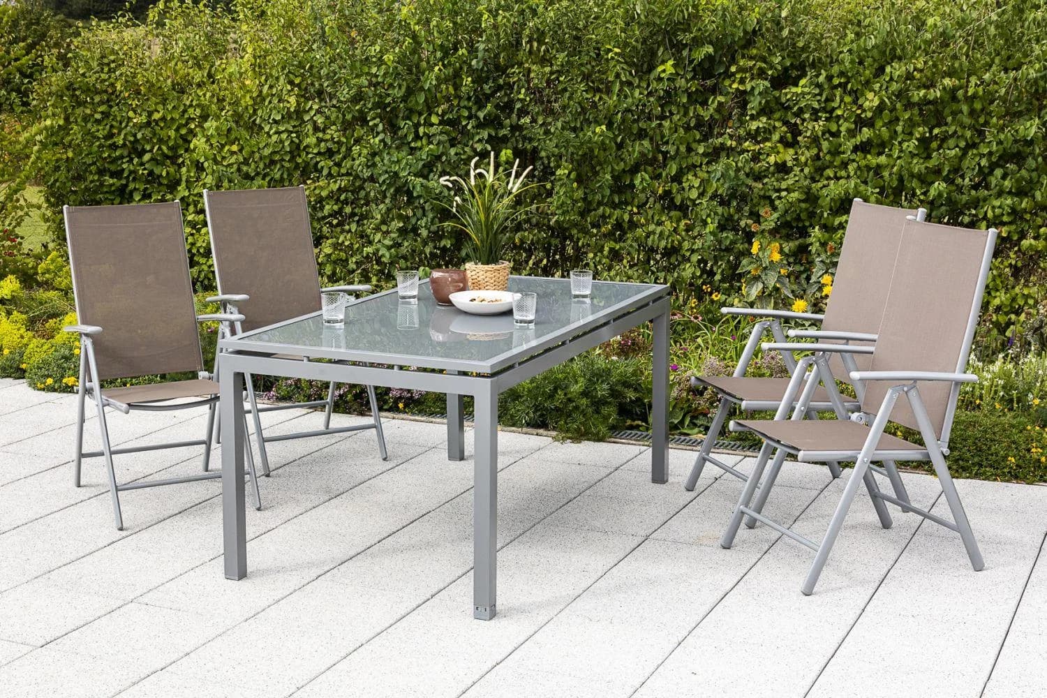 Merxx Klappsessel Amalfi Grau Aluminium Hochlehner Gartenstuhl - Bild 2