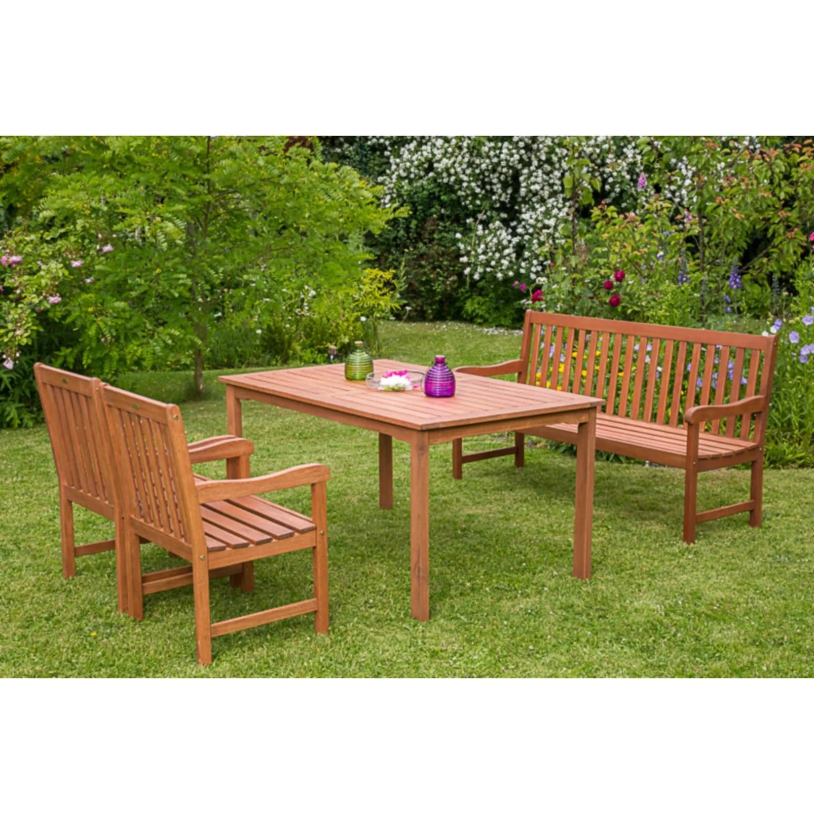 Merxx Garten-Essgruppe Santos 4-tlg. Beige Eukalyptus