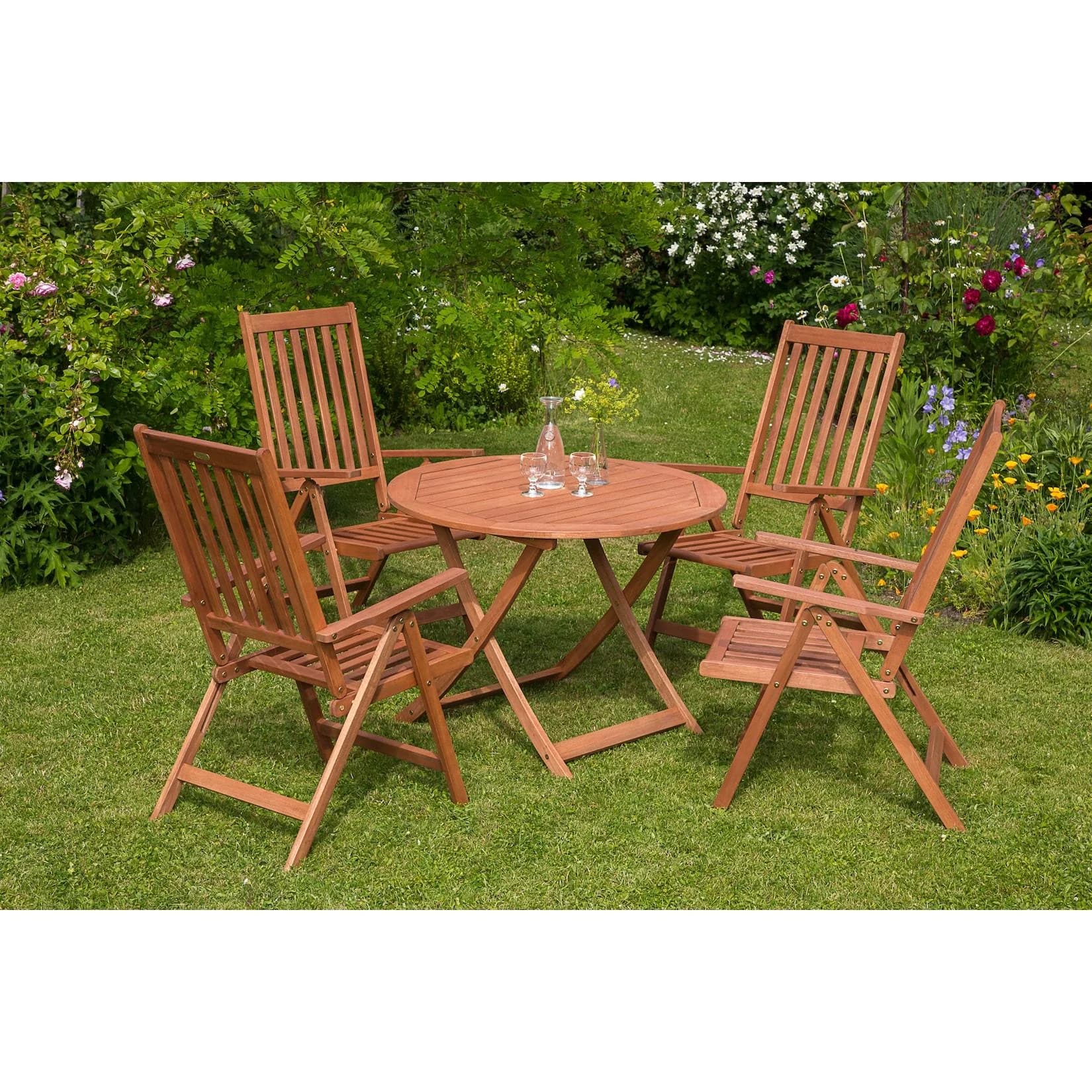 Garten-Essgruppe MERXX Vitoria Beige 4-Sitzer Eukalyptus
