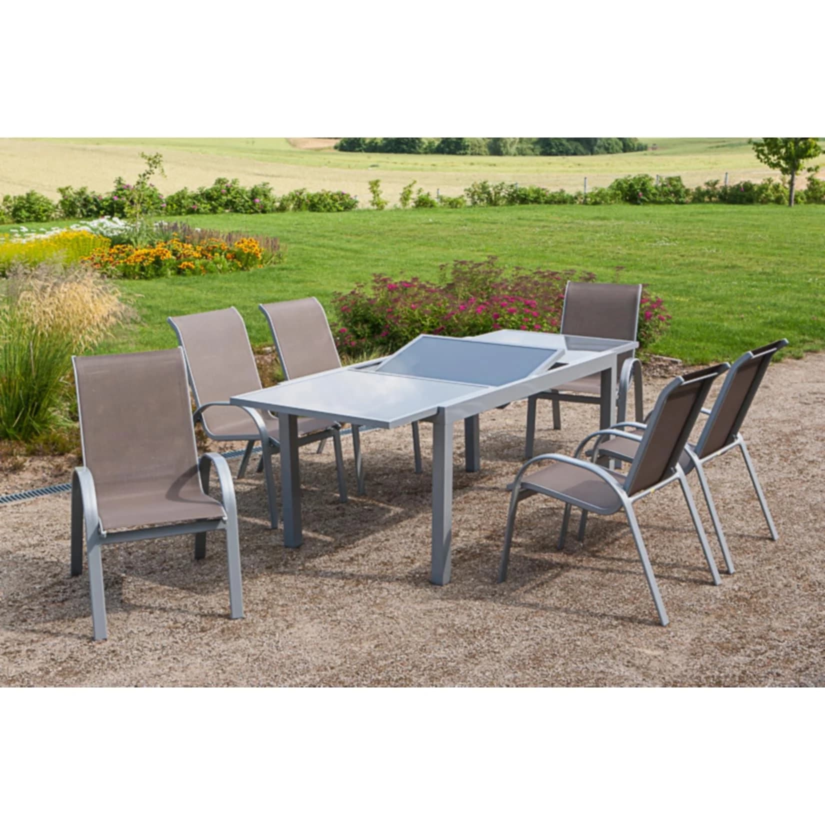 Merxx Tischgruppe Amalfi 7-tlg. Taupe
