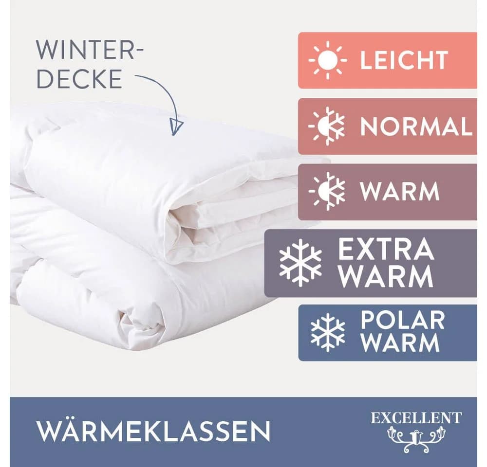 Excellent Daunenbettdecke Zürich Weiß 100% Daunen Extrawarm - Bild 3
