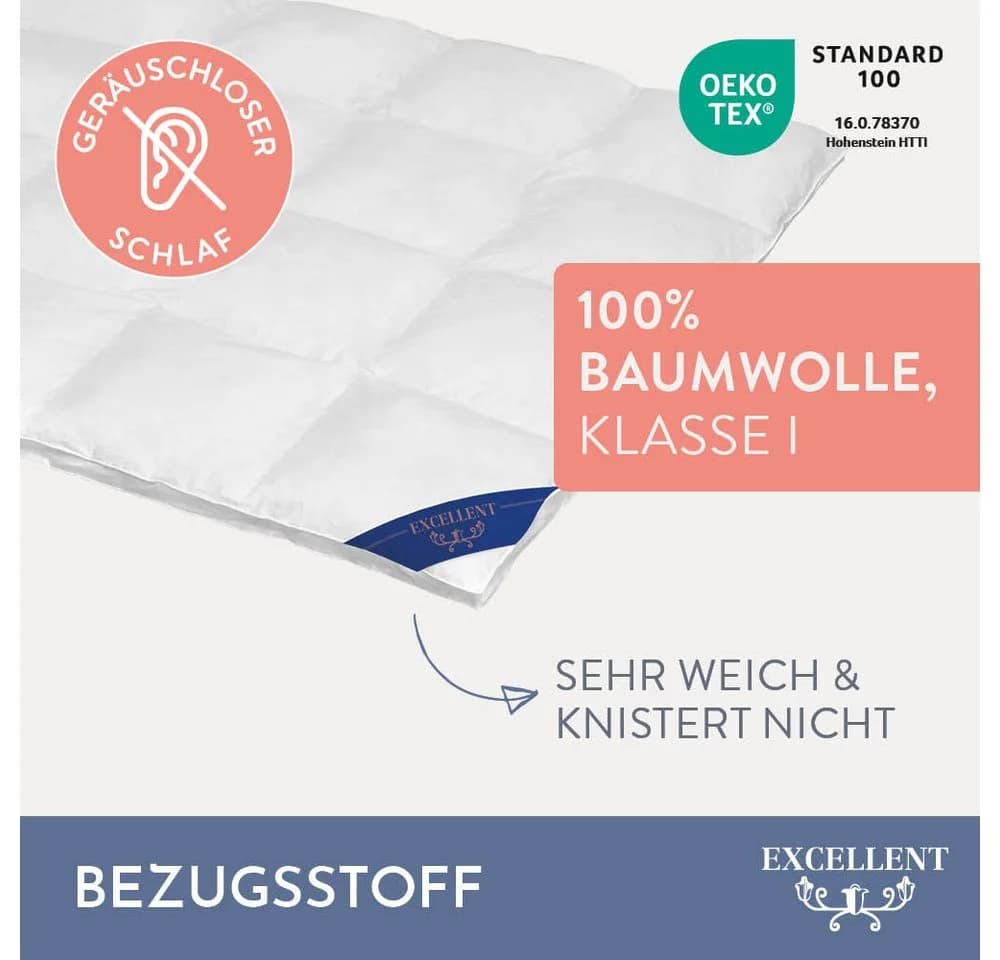 Excellent Daunenbettdecke Zürich Weiß 100% Daunen Extrawarm - Bild 5