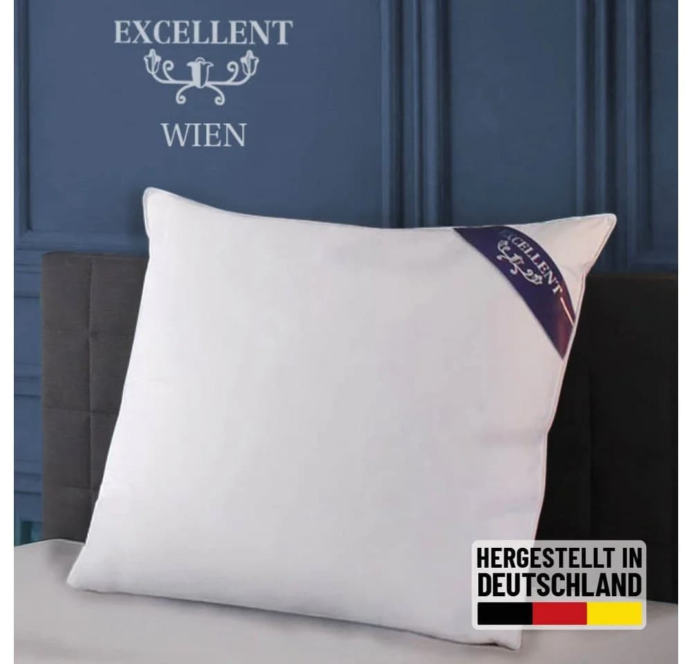 EXCELLENT 3-Kammer-Kopfkissen Wien Weiß 80x80 cm Baumwolle Daunen Federn - Bild 2