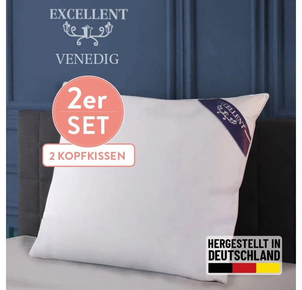 Excellent 3-Kammer-Kopfkissen Venedig Weiß Gänsedaunen - Bild 2