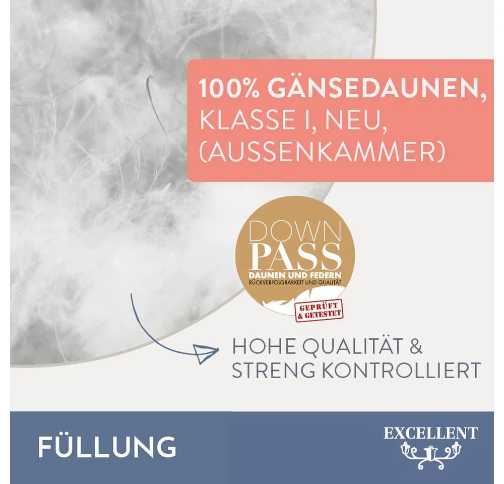 Excellent 3-Kammer-Kopfkissen Venedig Weiß Gänsedaunen - Bild 3