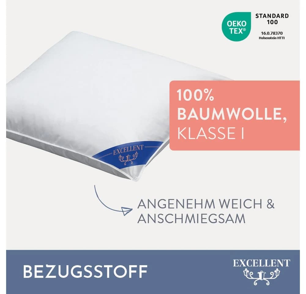 Excellent 3-Kammer-Kopfkissen Venedig Weiß Gänsedaunen - Bild 4