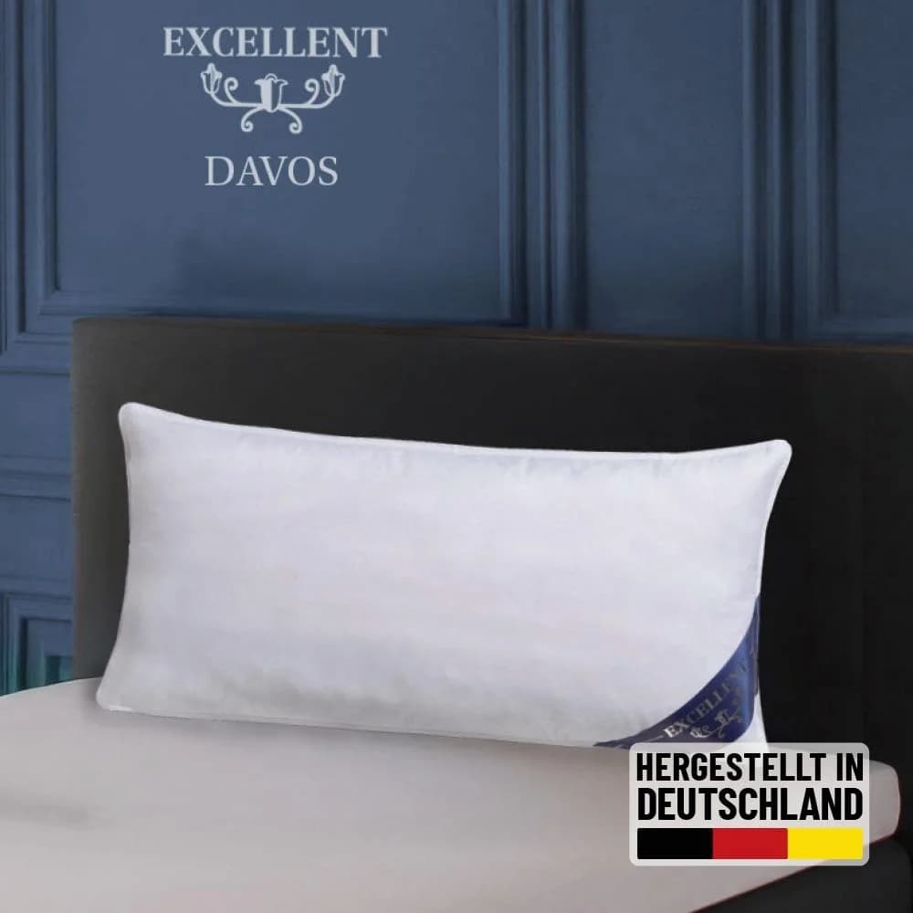 EXCELLENT 3-Kammer-Kopfkissen Davos Weiß Baumwolle Gänsedaunen