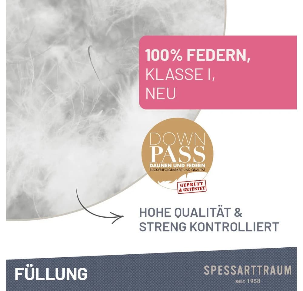 Spessarttraum Federkissen First Class Weiß 80x80 cm Baumwolle - Bild 3