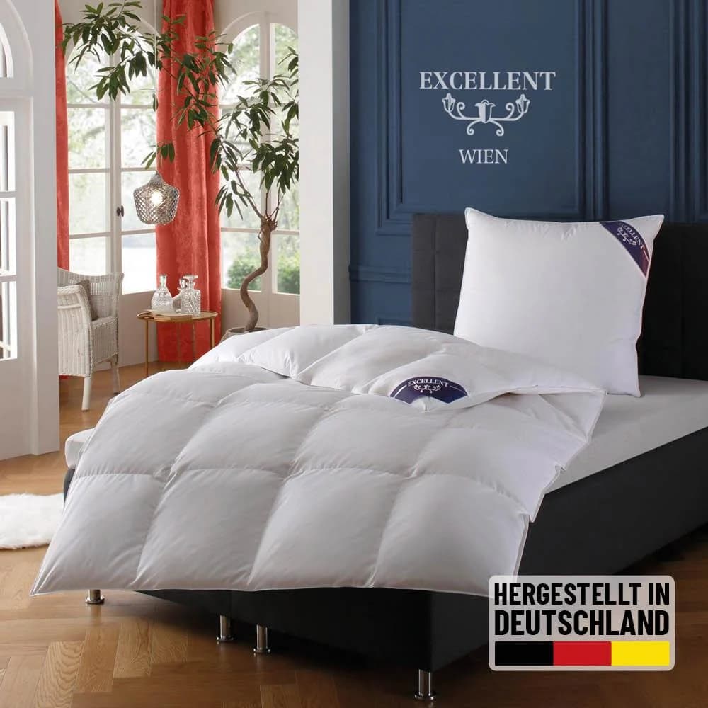 EXCELLENT Daunenbettdecke Wien Weiß 100% Baumwolle 90% Daunen