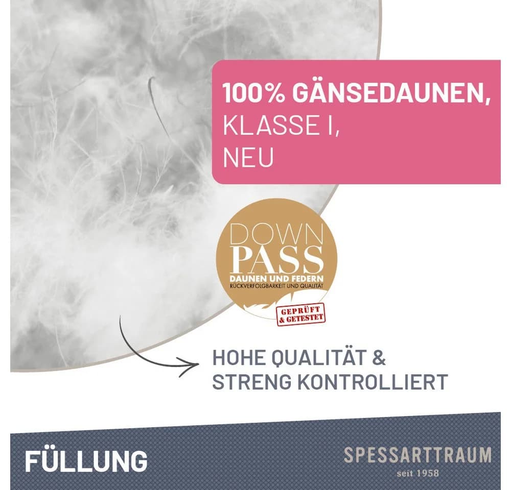 Spessarttraum Gänsedaunenbettdecke Premium Weiß 155x220cm - Bild 3