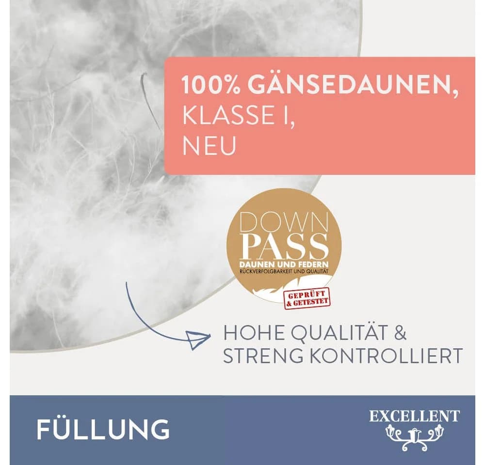 EXCELLENT Gänsedaunenbettdecke Davos Weiß Allergikerfreundlich Premium - Bild 4