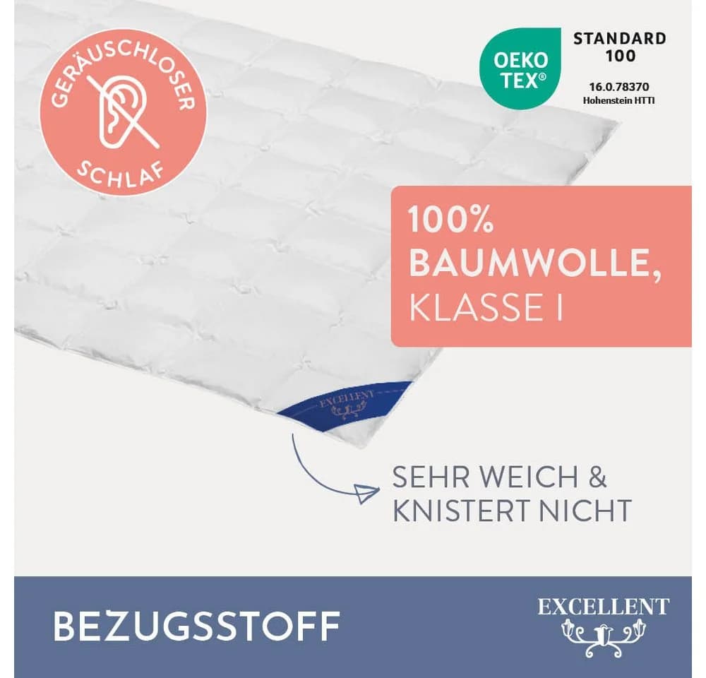 EXCELLENT Gänsedaunenbettdecke Davos Weiß Allergikerfreundlich Premium - Bild 5