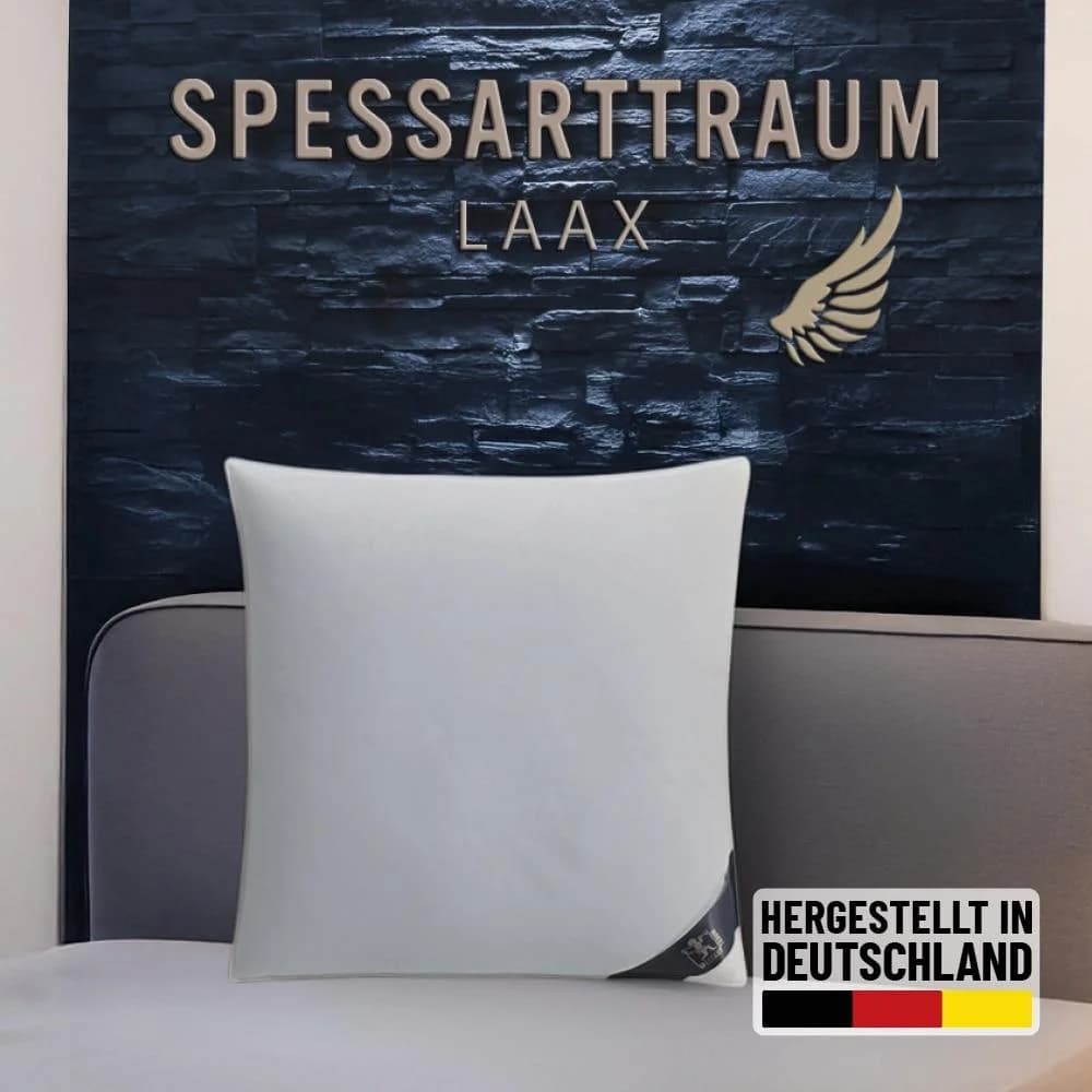 Spessarttraum 3-Kammer-Kopfkissen LAAX Weiß Baumwolle Daunen Federn