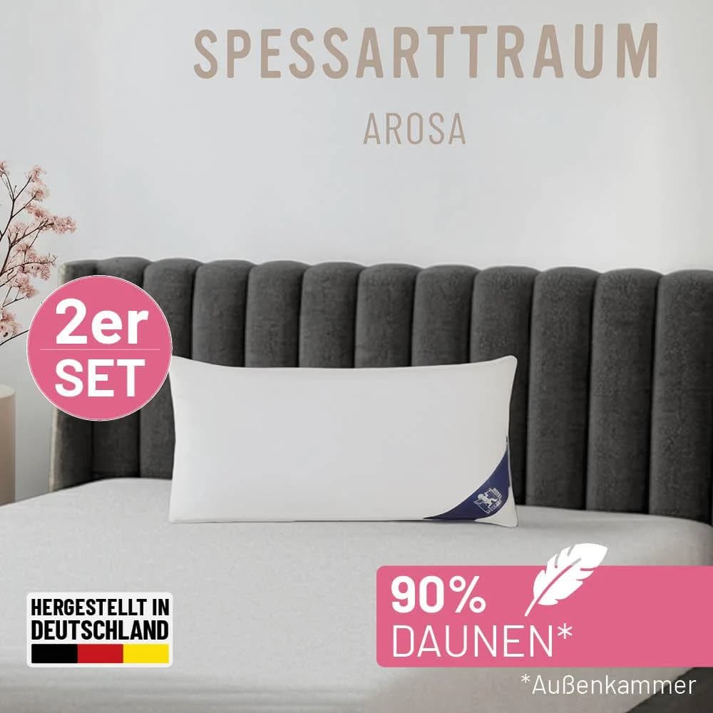 SPESSARTTRAUM 3-Kammer-Kopfkissen Arosa Sparset Weiß Baumwolle