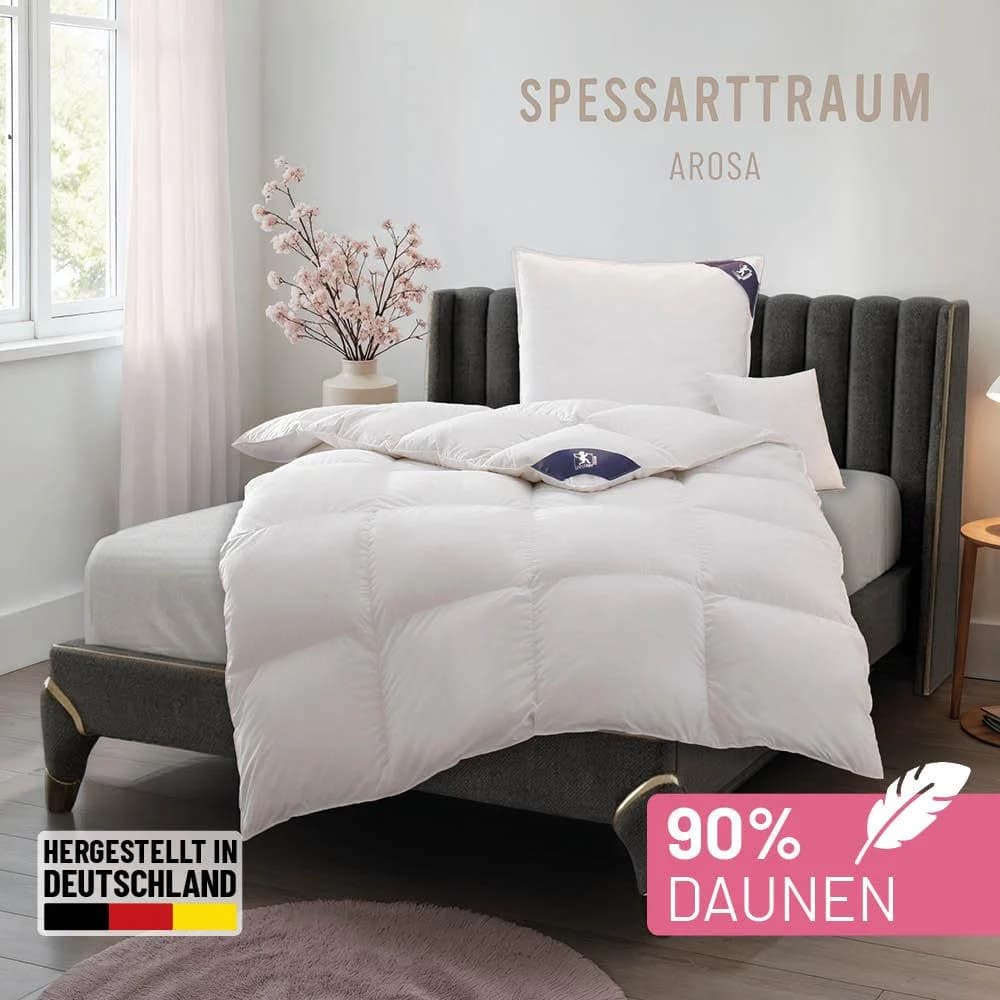 SPESSARTTRAUM Daunenbettdecke Arosa Weiß 100% Baumwolle