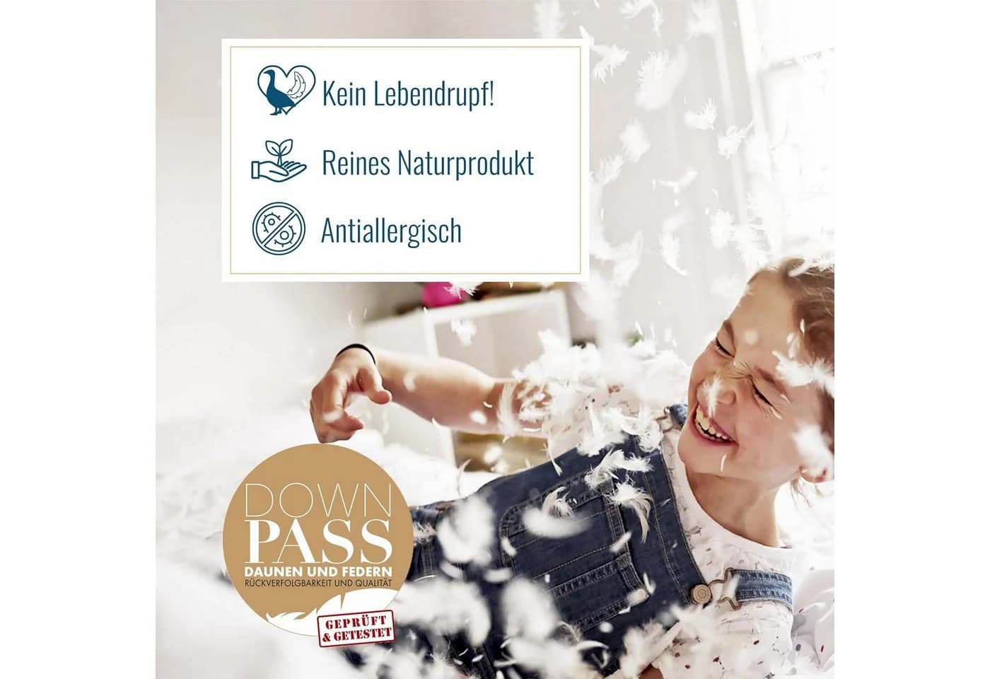 SPESSARTTRAUM Daunenkissen Sabine 40x40 Weiß Baumwolle