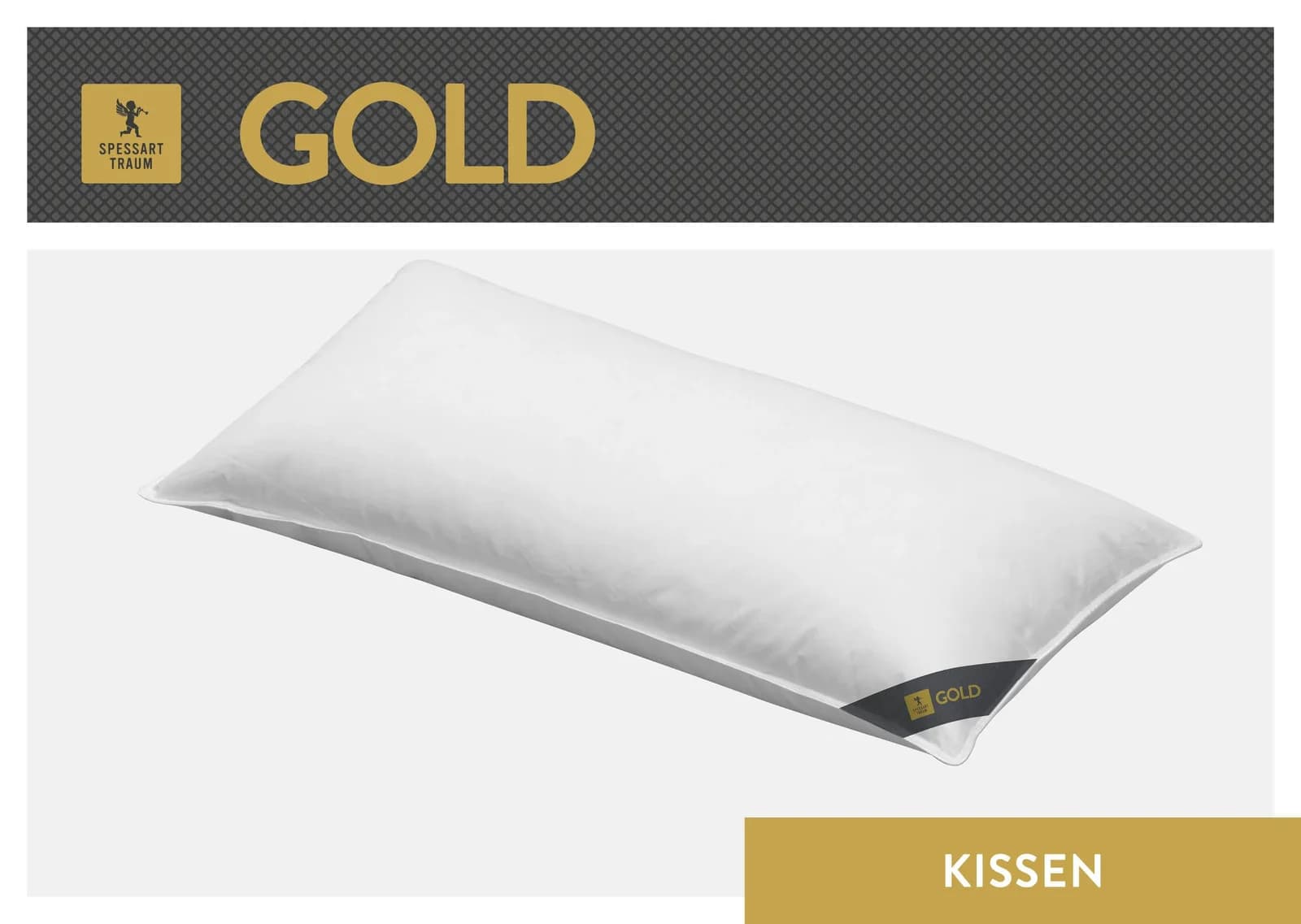 Spessarttraum Gänsefederkopfkissen Gold Weiß 40x80cm