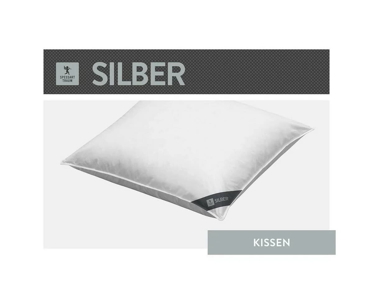 SPESSARTTRAUM Baumwollkissen Silber Weiß 80x80cm
