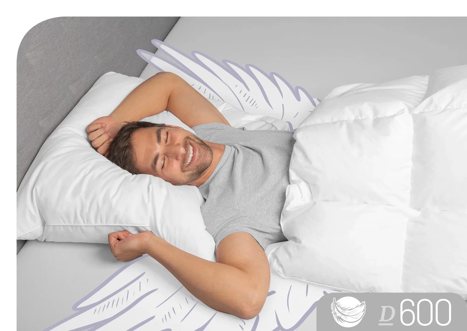 Schlafstil 3-Kammer-Kopfkissen D600 Weiß Allergikerfreundlich