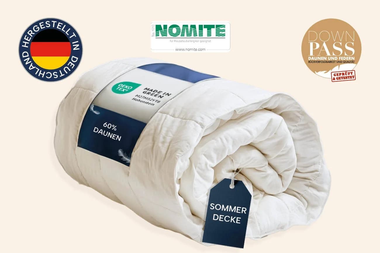 casimum Daunenbettdecke COMFORT 60% Daunen 40% Federn 100% Baumwolle Weiss - Bild 3