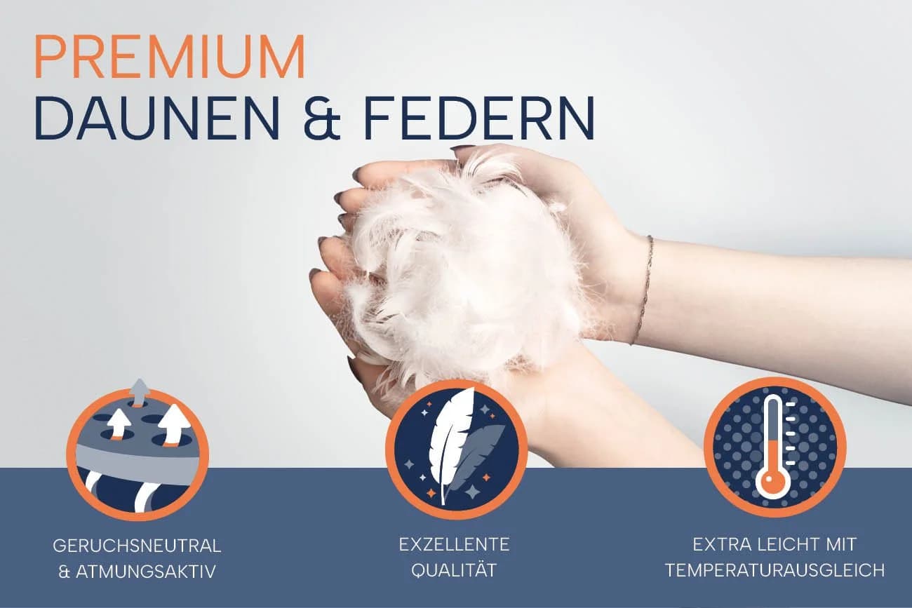 casimum Daunenbettdecke COMFORT 60% Daunen 40% Federn 100% Baumwolle Weiss - Bild 5