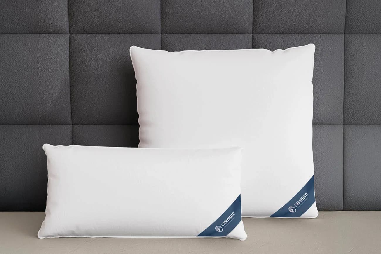 casimum 3-Kammer-Kopfkissen Premium Daunenkissen 80x80, 40x80, weich & stützend, Füllung: weiße neue Daunen und Federn, Klasse I, Bezug: 100 % Baumwolle, Rückenschläfer, Seitenschläfer, hergestellt in Deutschland, für Allergiker geeignet, 80 x 80 & 40 x 80
