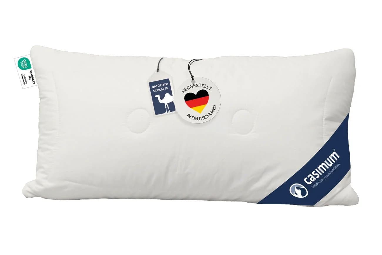 casimum 3-Kammer-Kopfkissen LUXUS Kamelhaar 100% Baumwolle Weiss - Bild 2