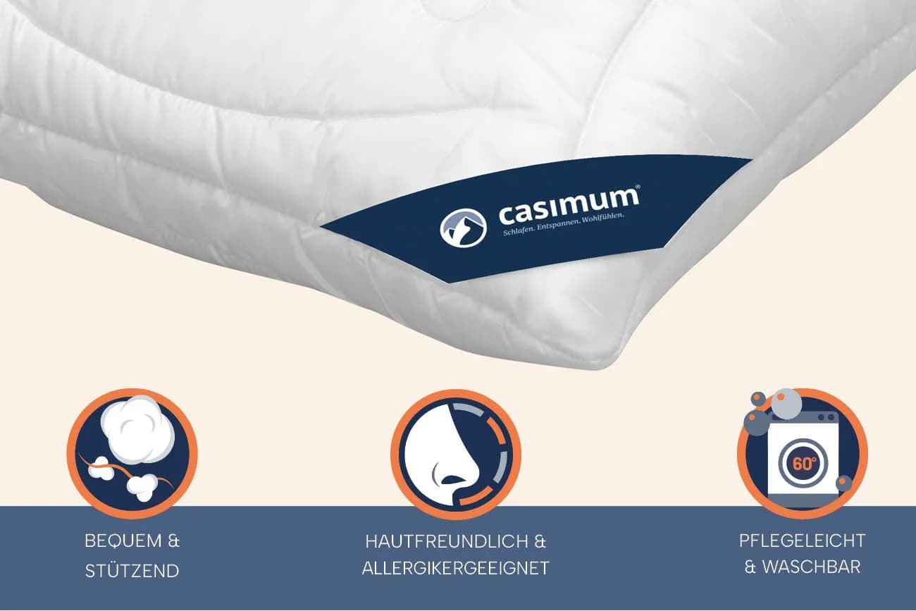 casimum 3-Kammer-Kopfkissen LUXUS Kamelhaar 100% Baumwolle Weiss - Bild 4