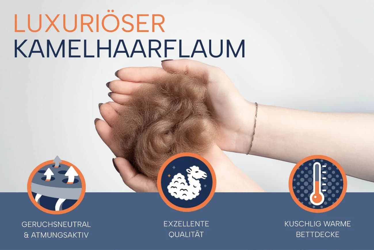 casimum Naturhaarbettdecke LUXUS 100% Kamelhaar Baumwolle - Bild 5