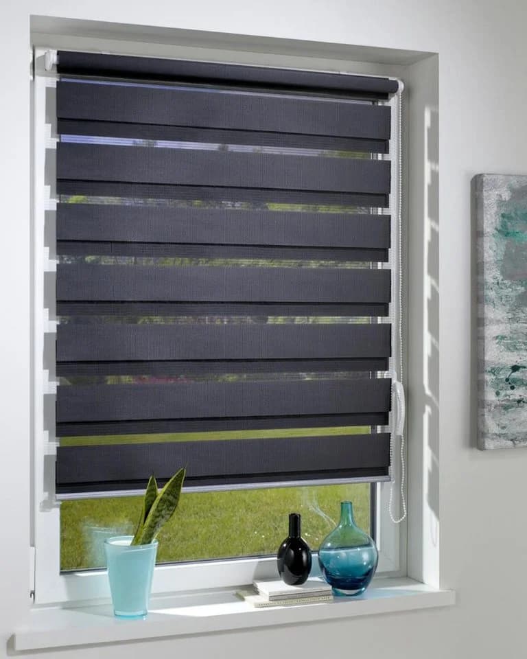 DécoProfi Duo-Doppelrollo Klemmfix Schwarz Lichtschutz - Bild 3