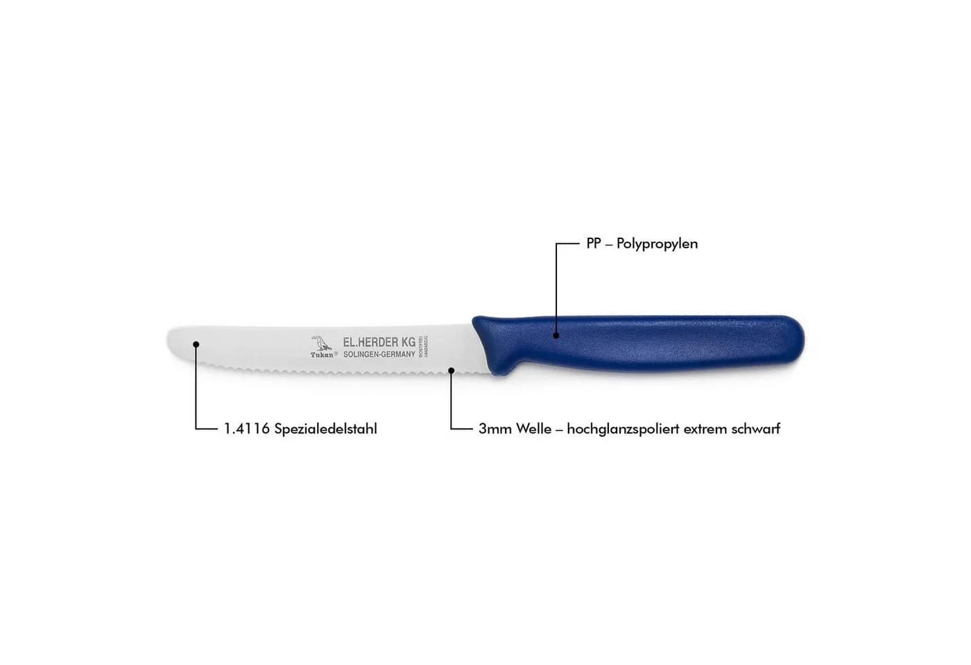 Landshop24 Brötchenmesser 4er Set blau Edelstahl Wellenschliff - Bild 4