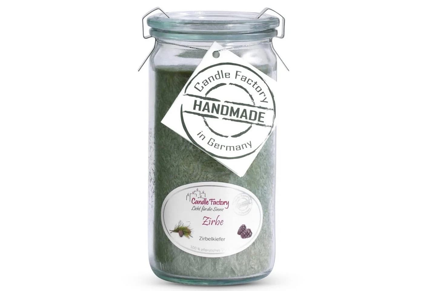 Landshop24 Duftkerze Candle-Factory Duftkerze aus Stearin im Weckglas Mini Jumbo Zirbe - Bild 2